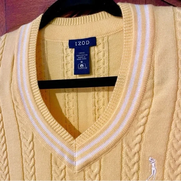 Izod Yellow V-Neck Sweater Vest - Picture 3 of 5